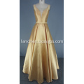 Gold Solid Mikado Ball Gown Long Dress
